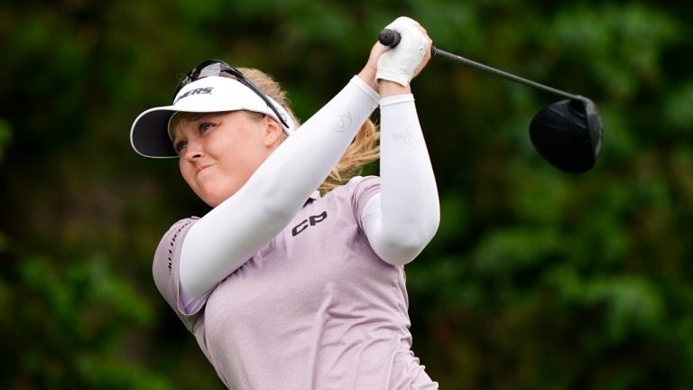 Brooke Henderson, of Canada, seen in this file photo, is competing at the Amundi Evian Championship in Evian-Les-Bains, France (Matt Rourke/AP)