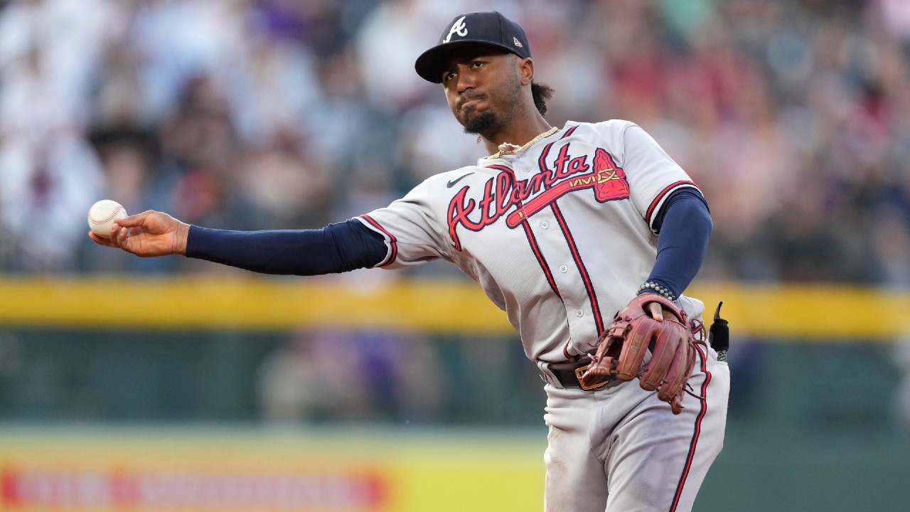 MLB Braves 1 Ozzie Albies Grey 2021 World Series With 150th