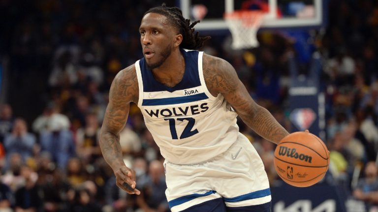 Minnesota Timberwolves forward Taurean Prince (12) handles the ball in the second half during Game 5 of a first-round NBA basketball playoff series against the Memphis Grizzlies Tuesday, April 26, 2022, in Memphis, Tenn. (Brandon Dill/AP)