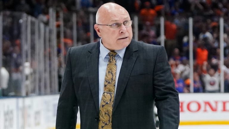 New York Islanders coach Barry Trotz leaves the ice after Game 6 of the team's NHL hockey second-round playoff series against the Boston Bruins, Wednesday, June 9, 2021, in Uniondale, N.Y. The Islanders won 6-2. (Frank Franklin II/AP)