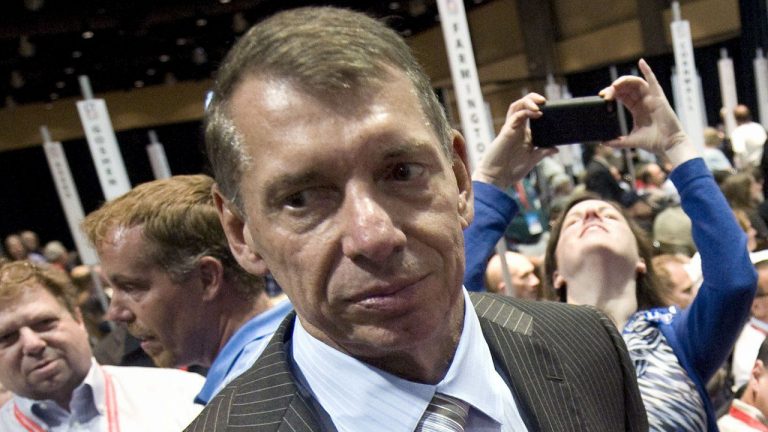 Vince McMahon stands at Republican state convention in Hartford, Conn., Friday, May 18, 2012. McMahon is voluntarily stepping back from his roles as CEO and chairman at WWE, Friday, June 17, 2022, as the sports entertainment company performs an investigation into alleged misconduct related to a relationship with a former employee. (Jessica Hill/AP, File)