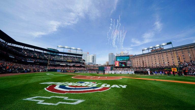 Oriole Park at Camden Yards, Monday, April 11, 2022, in Baltimore. (Julio Cortez/AP)