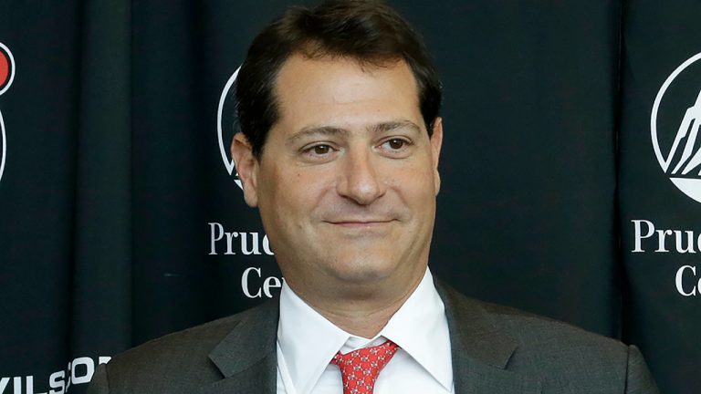 David Blitzer participates in a New Jersey Devils press conference Thursday, Aug. 15, 2013, in Newark, N.J. (Julio Cortez/AP)