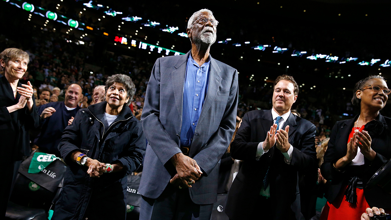 Boston Celtics honor Bill Russell by adding his No. 6 to the parquet paint