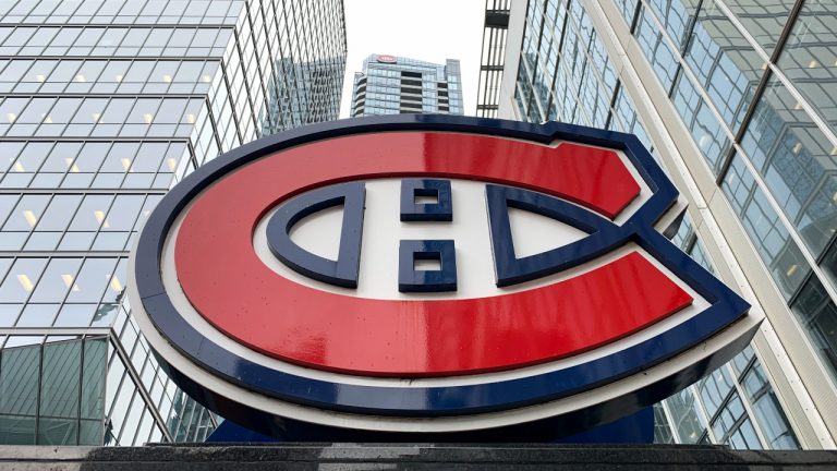 A Montreal Canadiens logo is shown outside the Bell Centre in Montreal. (Graham Hughes/CP)