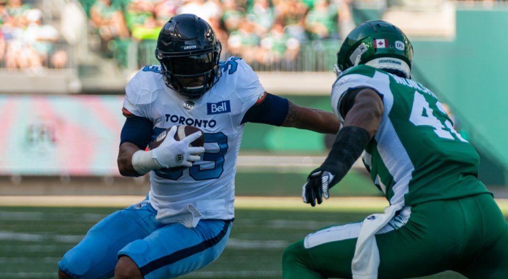 Argonauts’ Harris runs wild in win over short-handed Roughriders