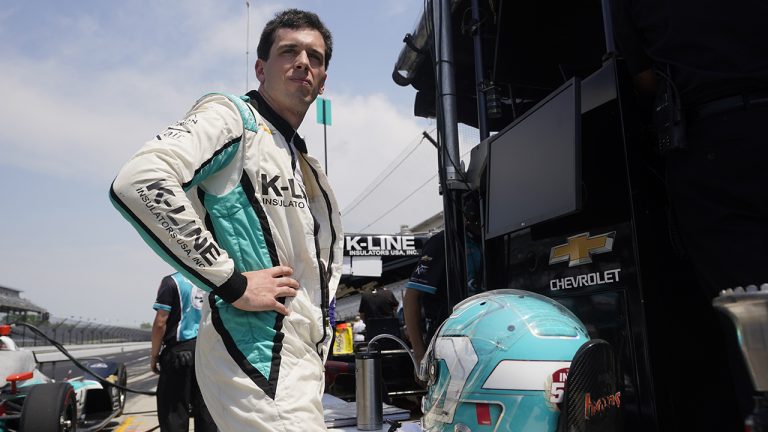 Dalton Kellett, of Canada, waits to drive during practice for the Indianapolis 500 auto race at Indianapolis Motor Speedway. (Darron Cummings/AP)