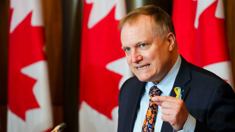 NDP member of Parliament Peter Julian speaks during a press conference in Ottawa on Tuesday, March 29, 2022. (Sean Kilpatrick/CP)