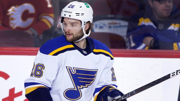 Australian NHLer Nathan Walker during a game for his St. Louis Blues. (Larry MacDougal/CP)