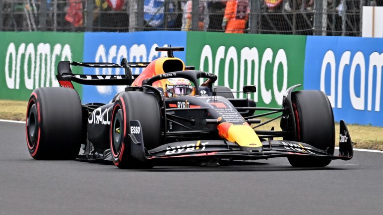 Red Bull driver Max Verstappen of the Netherlands steers his car during the Hungarian Formula One Grand Prix at the Hungaroring racetrack in Mogyorod, near Budapest, Hungary, Sunday, July 31, 2022. (Attila Kisbenedek/Pool via AP)