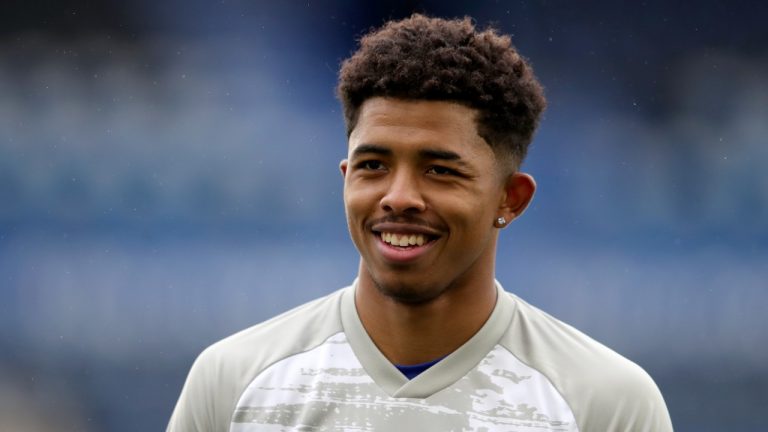 Leicester's Wesley Fofana smiles during warmup before the English Premier League soccer match between Leicester City and West Ham United at the King Power Stadium, in Leicester, England. (Alex Pantling/Pool via AP)