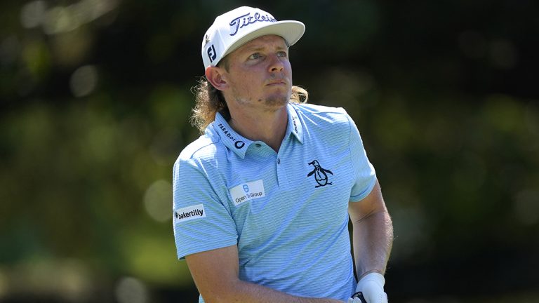 Cameron Smith, of Australia, watches his shot off the sixth tee during the third round of the St. Jude Championship golf tournament, Saturday, Aug. 13, 2022, in Memphis, Tenn. (Mark Humphrey/AP)