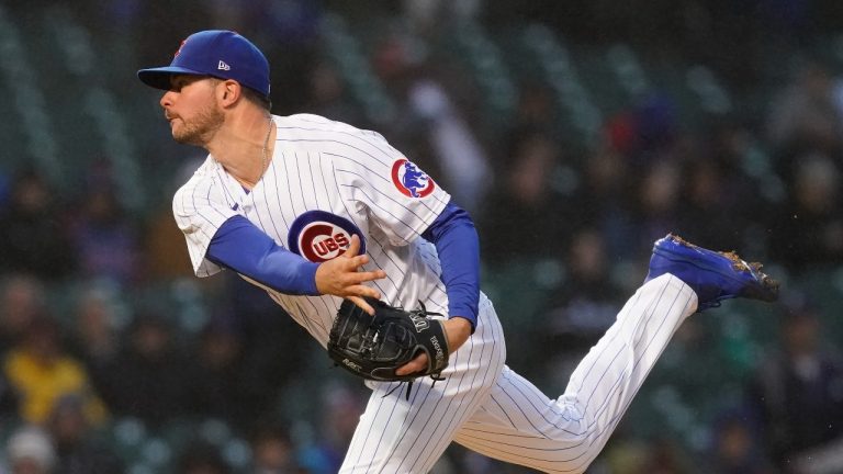 Chicago Cubs pitcher Scott Effross follows through during the first inning of a baseball game against the Chicago White Sox Tuesday, May 3, 2022, in Chicago. (Charles Rex Arbogast/AP Photo)