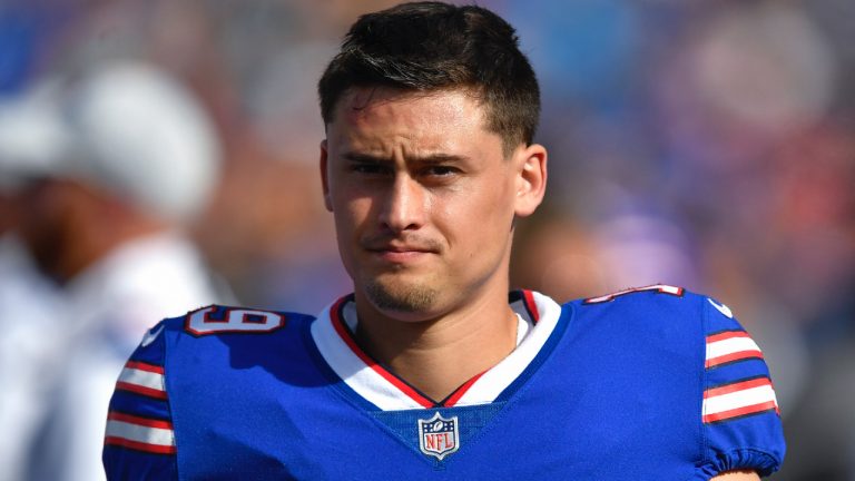 Former Buffalo Bills punter Matt Araiza. (Adrian Kraus/AP)