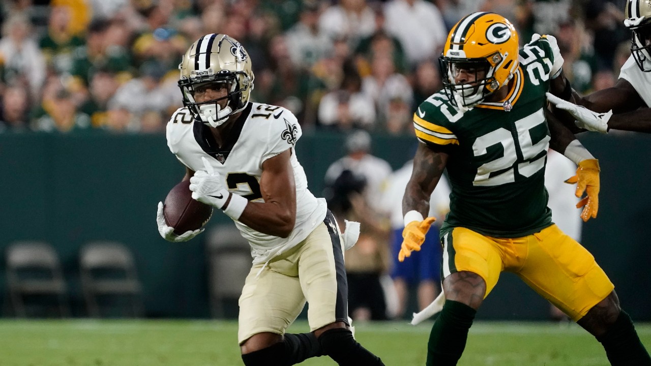 WATCH: 1st-round pick Chris Olave catches his 1st TD for the Saints vs. the  Packers, Saints