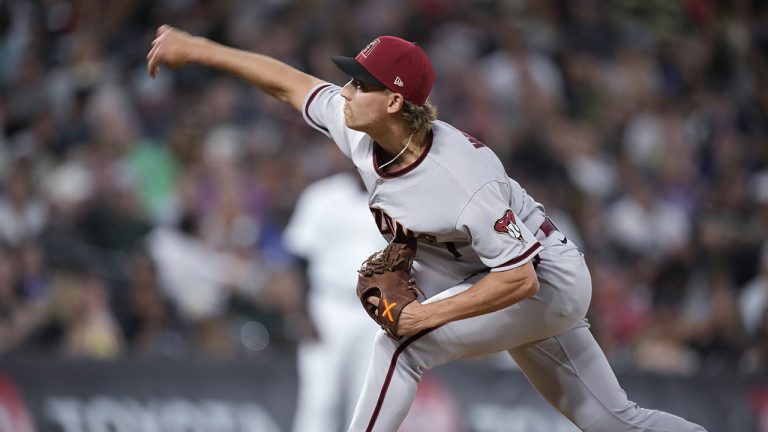 Arizona Diamondbacks relief pitcher Luke Weaver works against the Colorado Rockies during the ninth inning of a baseball game Friday, July 1, 2022, in Denver. (David Zalubowski/AP)