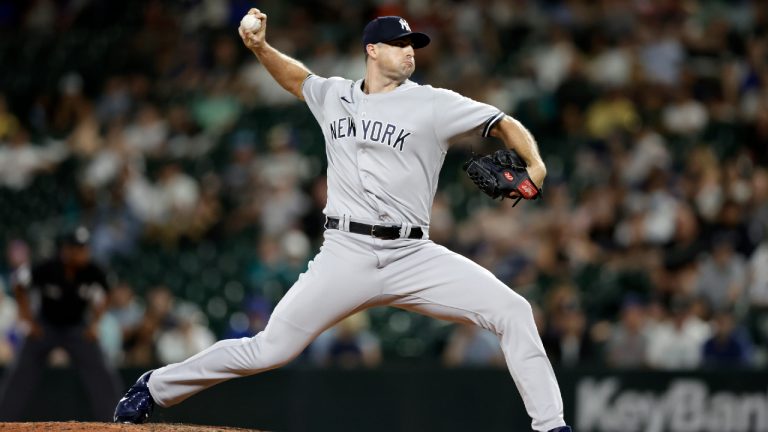 New York Yankees closing pitcher Clay Holmes. (John Froschauer/AP)