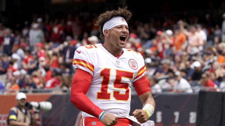 Kansas City Chiefs quarterback Patrick Mahomes gets the Chiefs' fans excited. (David Banks/AP)