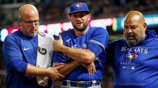 Blue Jays reliever Tim Mayza leaves game after dislocating right shoulder