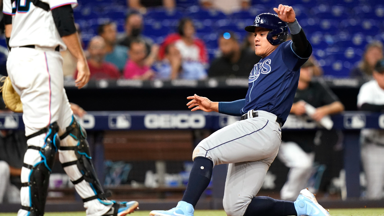 Miami Marlins' Peyton Burdick plays during the third inning of a