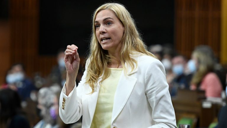 Minister of Sport Pascale St-Onge rises during Question Period in the House of Commons on Parliament Hill in Ottawa on Thursday, June 9, 2022. (Justin Tang/CP)