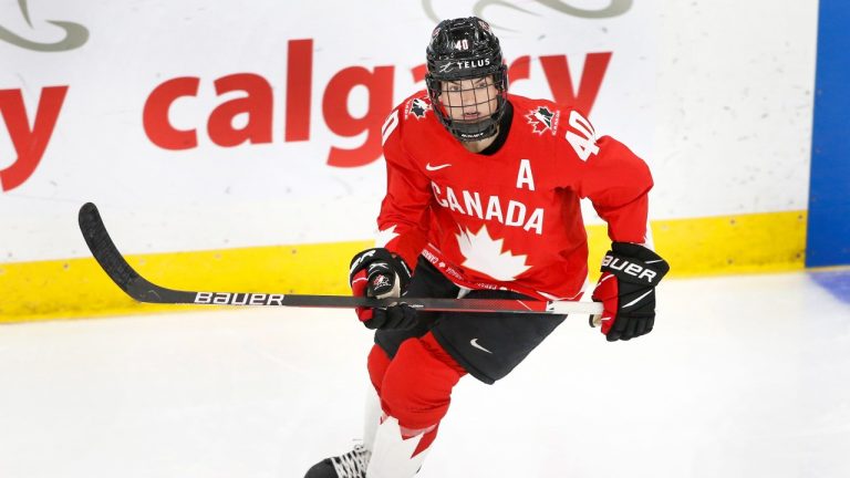 Blayre Turnbull during IIHF women's hockey World Championship play in Calgary, Alta. on Aug. 28, 2021. (Larry MacDougal/CP Images)