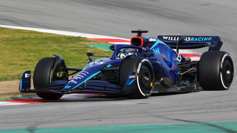 Alex Albon drives during a training session for Williams Racing. (AP)