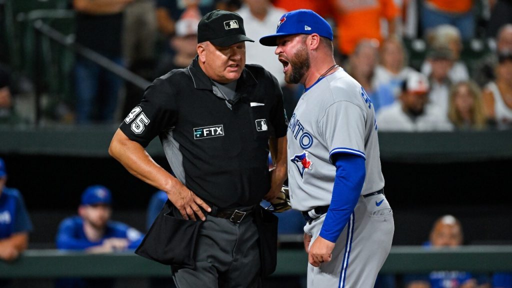 Umpire Baker leaves Blue Jays-Red Sox game after being struck by