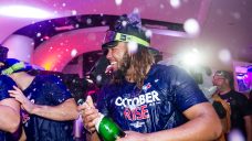 &#8216;This is why you play&#8217;: Blue Jays party hard after blowout win, celebrating off-day clinch