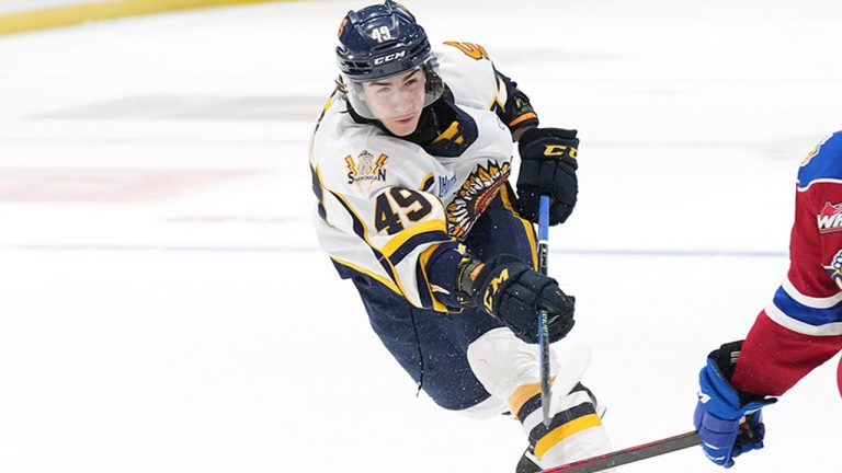 Jordan Tourigny of the Shawinigan Cataractes takes a shot. (Darren Calabrese/CP)