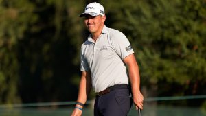 Justin Lower reacts after missing a birdie putt on the sixth green of the Silverado Resort North Course during the first round of the Fortinet Championship PGA golf tournament in Napa, Calif., Thursday, Sept. 15, 2022. (Eric Risberg/AP)