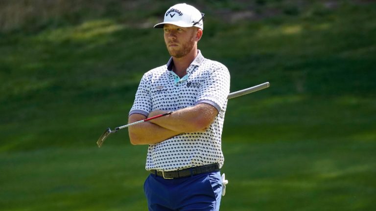 Talor Gooch looks on as he waits to putt on the fourth green during the second round of the LIV Golf Invitational-Boston tournament, Saturday, Sept. 3, 2022, in Bolton, Mass. (AP)