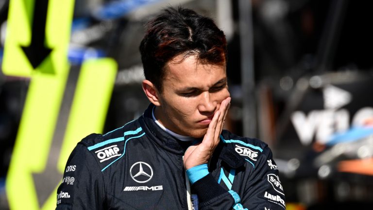 Williams driver Alexander Albon of Thailand walks on the pit lane during the qualifying session ahead of Sunday's Formula One Dutch Grand Prix auto race, at the Zandvoort racetrack, in Zandvoort, Netherlands, Saturday, Sept. 3, 2022. (Christian Bruna/AP) 