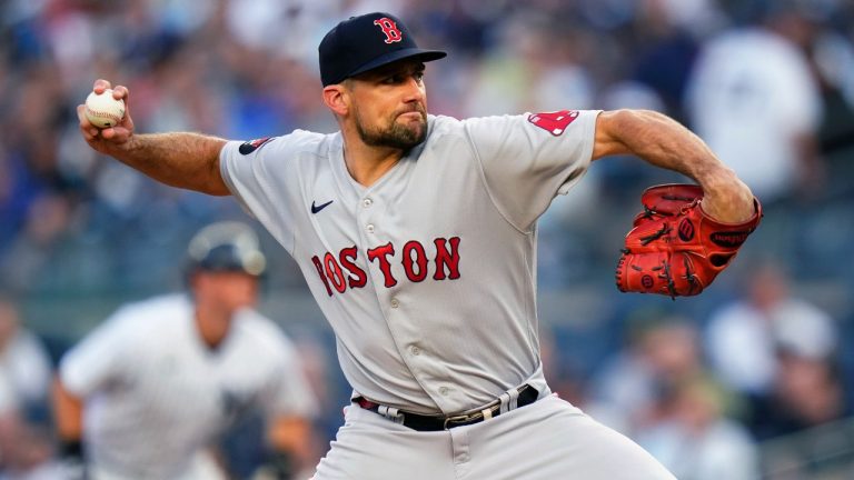 Boston Red Sox's Nathan Eovaldi pitches during the first inning of the team's baseball game against the New York Yankees on Friday, July 15, 2022, in New York. (Frank Franklin II/AP)