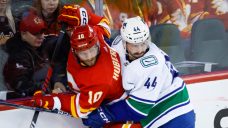 Huberdeau flexes offensive muscle in Flames&#8217; split-squad win over Canucks