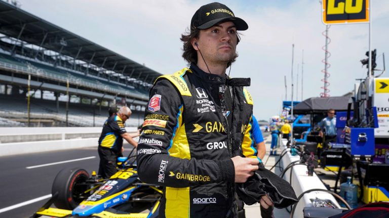 Colton Herta prepares to drive during practice for the IndyCar auto race at Indianapolis Motor Speedway in Indianapolis, Friday, May 20, 2022. (Michael Conroy/AP)