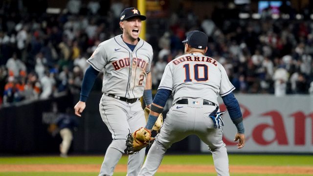 Houston Astros MLB 2022 World Series Champions Orbit Navy Blue Uniform