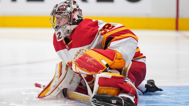 Calgary Flames goalie Dustin Wolf. (Darryl Dyck/CP)