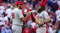 Phillies rally with six runs in ninth to stun Cardinals in Game 1