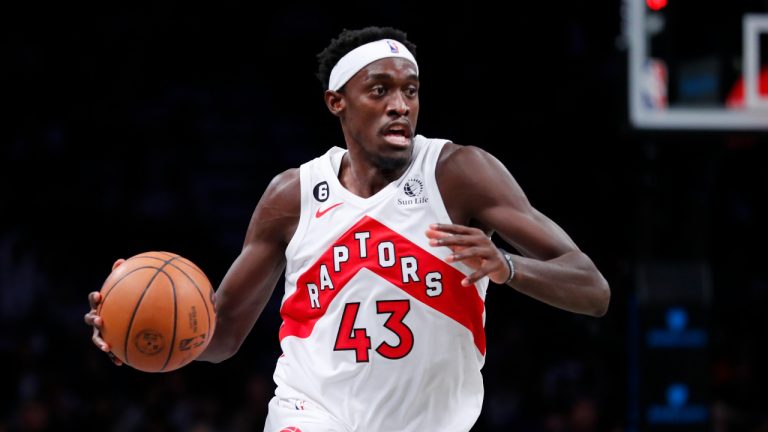 Toronto Raptors forward Pascal Siakam drives to the basket. (Noah K. Murray/AP)