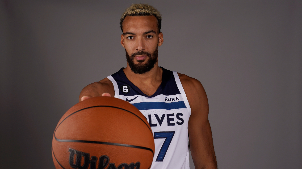 Minnesota Timberwolves' Rudy Gobert poses during the NBA basketball team's Media Day, Monday, Sept. 26, 2022, in Minneapolis. (AP Photo/Abbie Parr)