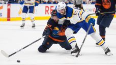 Thompson nets his first of the season, Comrie shines as Sabres hold off Oilers