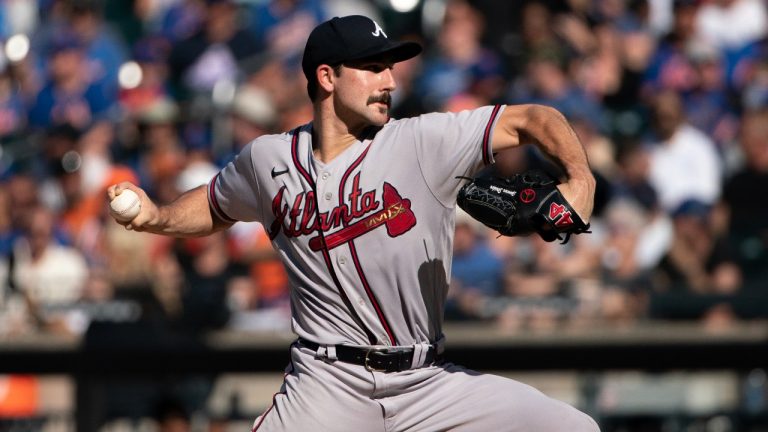 Atlanta Braves starting pitcher Spencer Strider throws during the first inning of a baseball game against the New York Mets, Sunday, Aug. 7, 2022, in New York. (Julia Nikhinson/AP)