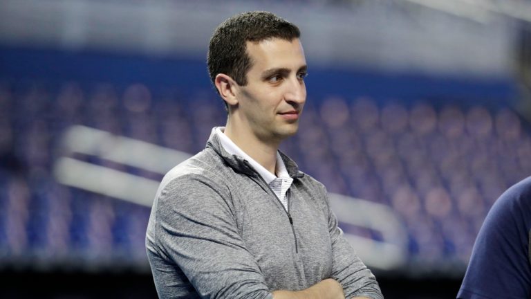 Former Milwaukee Brewers general manager David Stearns stands on the field before a baseball game against the Miami Marlins, Wednesday, Sept. 11, 2019, in Miami. (AP Photo)