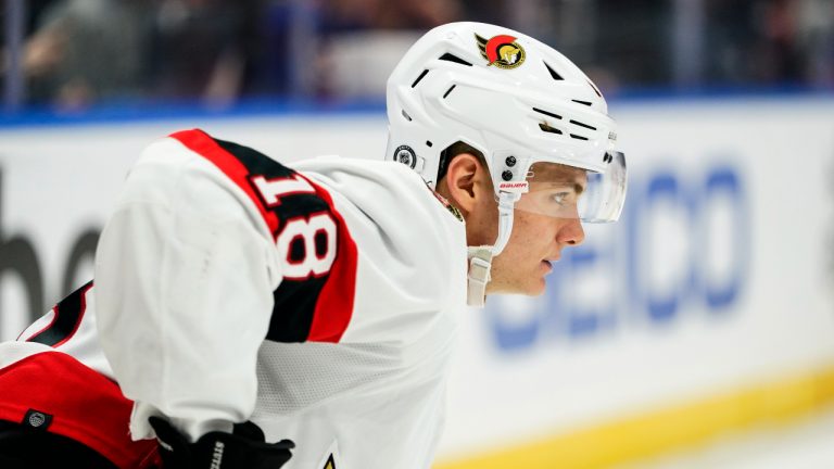 Ottawa Senators forward Tim Stutzle. (Frank Franklin II/AP)