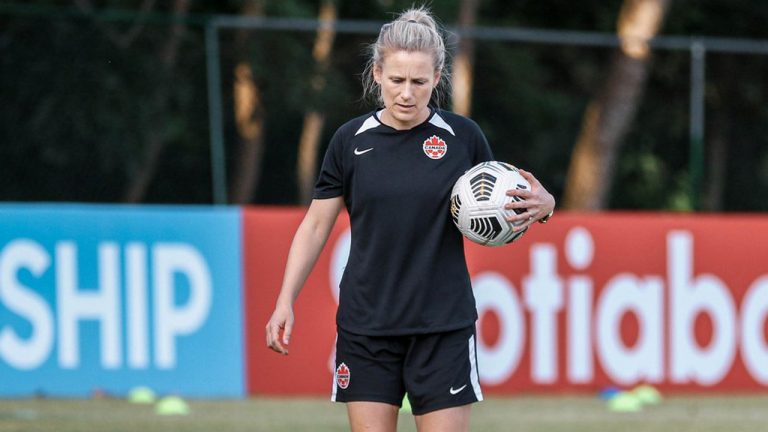 Canada U-17 soccer coach Emma Humphries is shown in an April, 28, 2022 handout photo taken in San Cristobal, Dominican Republic. (Audrey Magny/CP/HO-Canada Soccer)