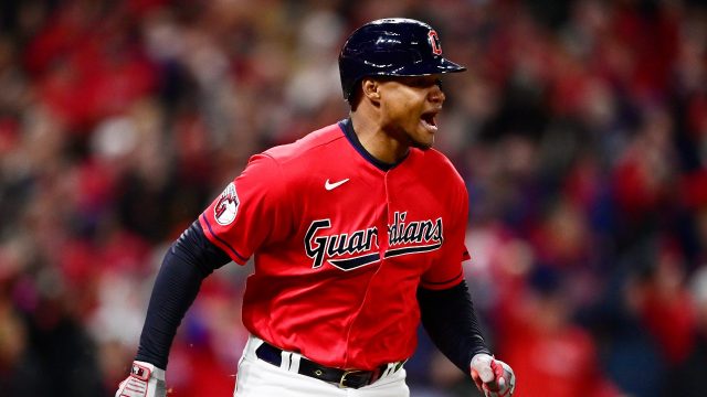 Josh Naylor's home run celebration, explained: Why Guardians DH 'rocks the  baby' after home run off Yankees' Gerrit Cole