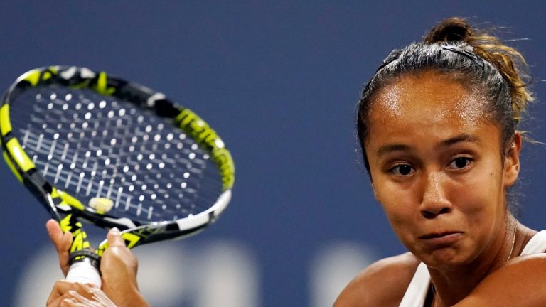 Leylah Fernandez, of Canada, competes against Liudmila Samsonova, of Russia, during the second round of the U.S. Open tennis championships, Wednesday, Aug. 31, 2022, in New York. (AP Photo/Julia Nikhinson)