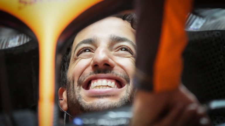 McLaren driver Daniel Ricciardo of Australia preparing during second practice session for the Japanese Formula One Grand Prix at the Suzuka Circuit in Suzuka, central Japan, Friday, Oct. 7, 2022. (Eugene Hoshiko/AP)