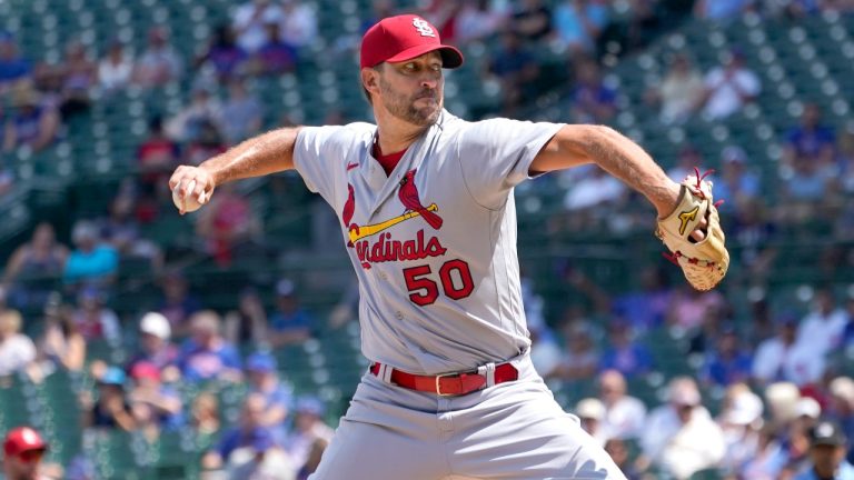 St. Louis Cardinals starting pitcher Adam Wainwright delivers during the first inning of a baseball game against the Chicago Cubs Tuesday, Aug. 23, 2022, in Chicago. (AP)